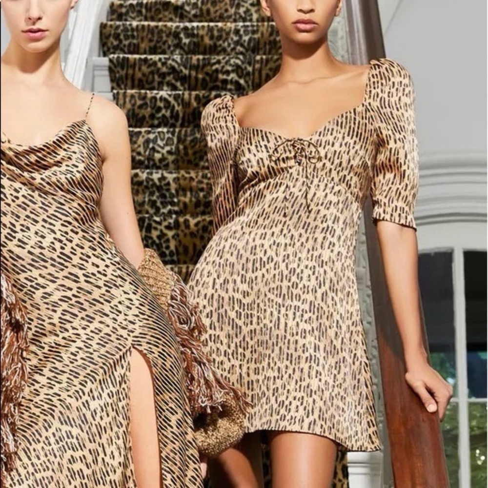 Alice + Olivia Dana leopard-print burnout satin mini cocktail dress (107)